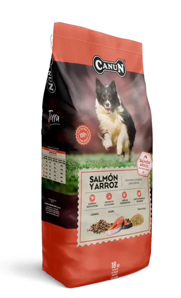 Canun Terra Salmón y Arroz – Pienso para Perros con Salmón y Arroz Integral 18 kg