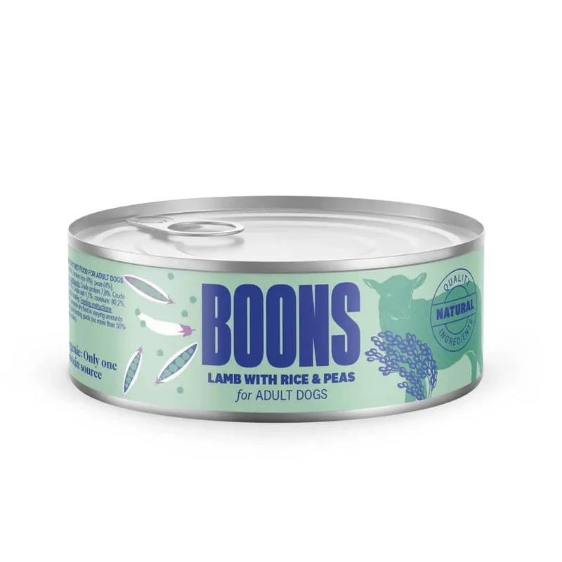 Boons Perro Adulto Cordero Arroz Guisantes Comida Hipoalergénica 10x185g