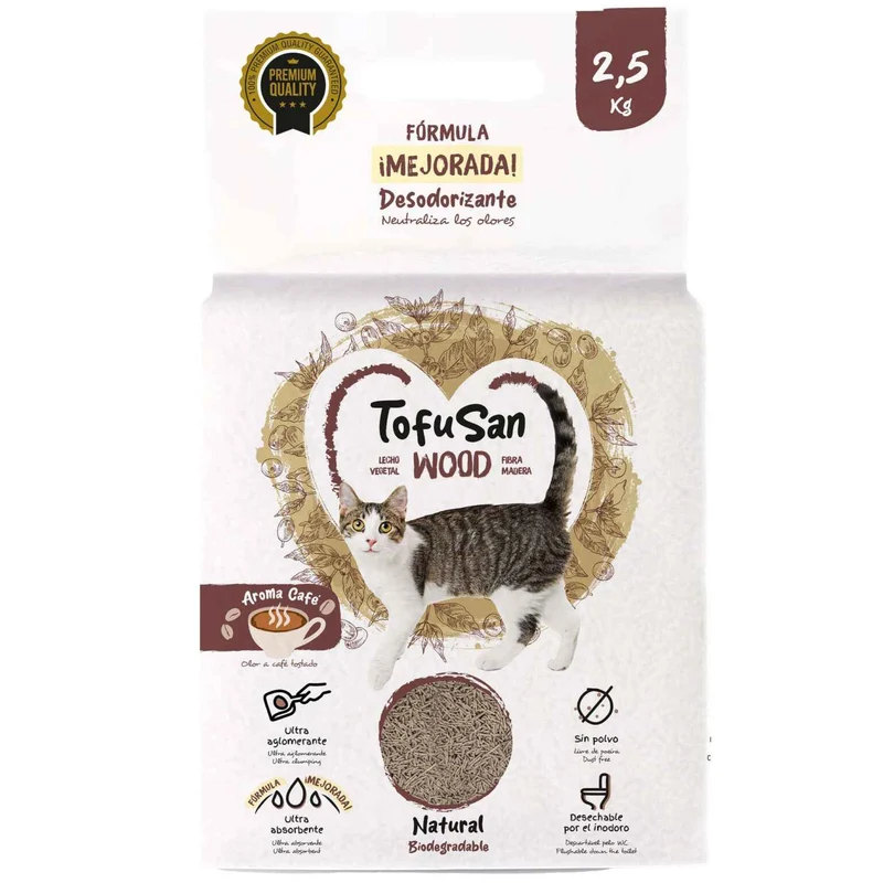 TofuSan Arena Vegetal de Fibra de Madera para Gatos – 7L