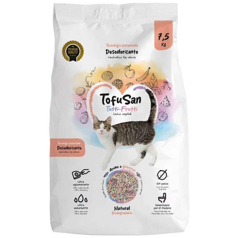 TofuSan Arena Vegetal de Tofu Tutti-Frutti para Gatos – 21L