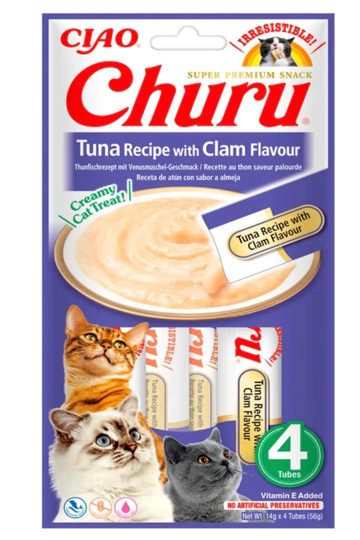 Churu Snack Puré de Atún con Almeja para Gatos