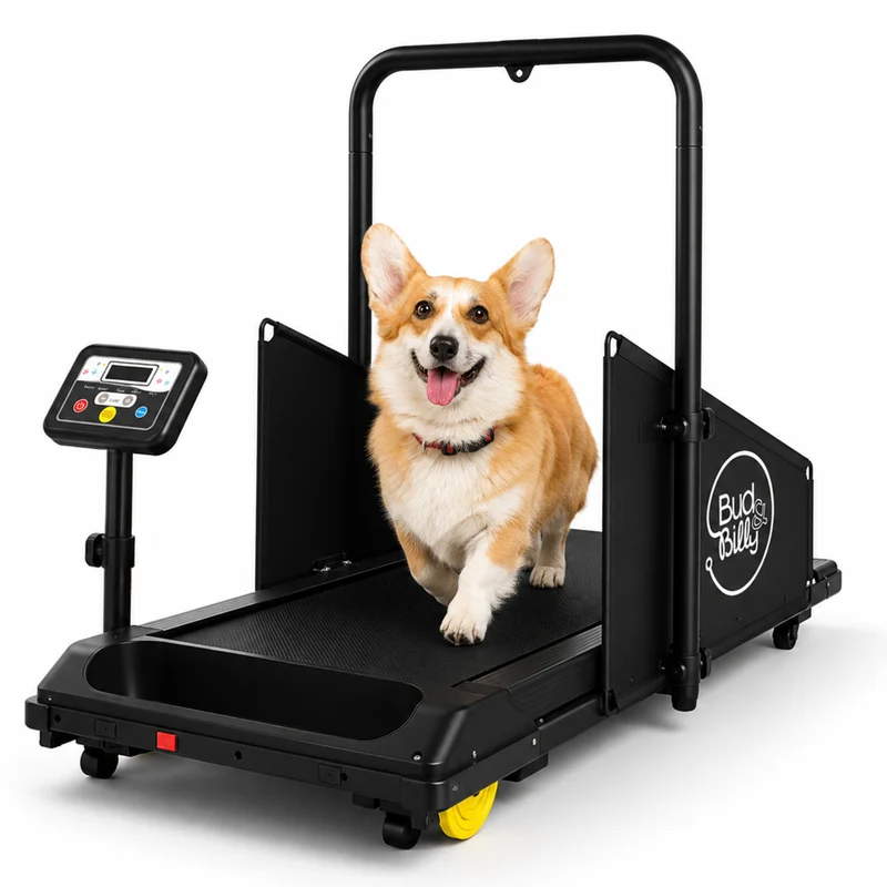 Bud & Billy Quiet & Movable Indoor Small Dog Treadmill With Monitor, Tracker & Remote Control 115x53x76cm - Black
