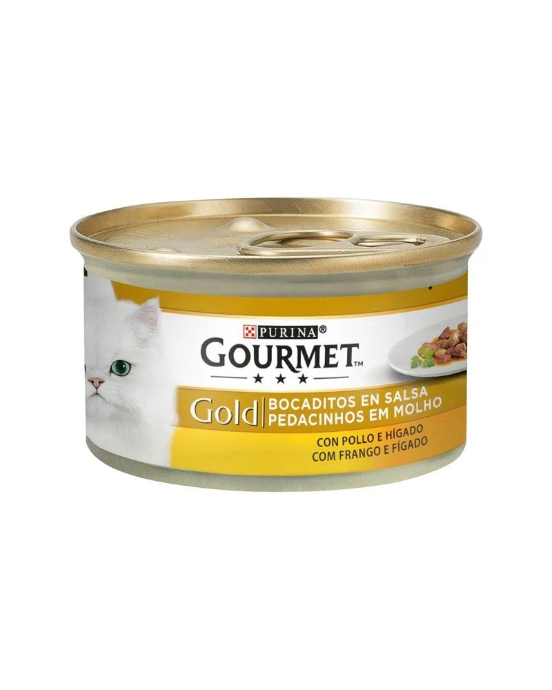Purina Gourmet Gold Bocaditos en Salsa Pollo e Hígado Lata 85g