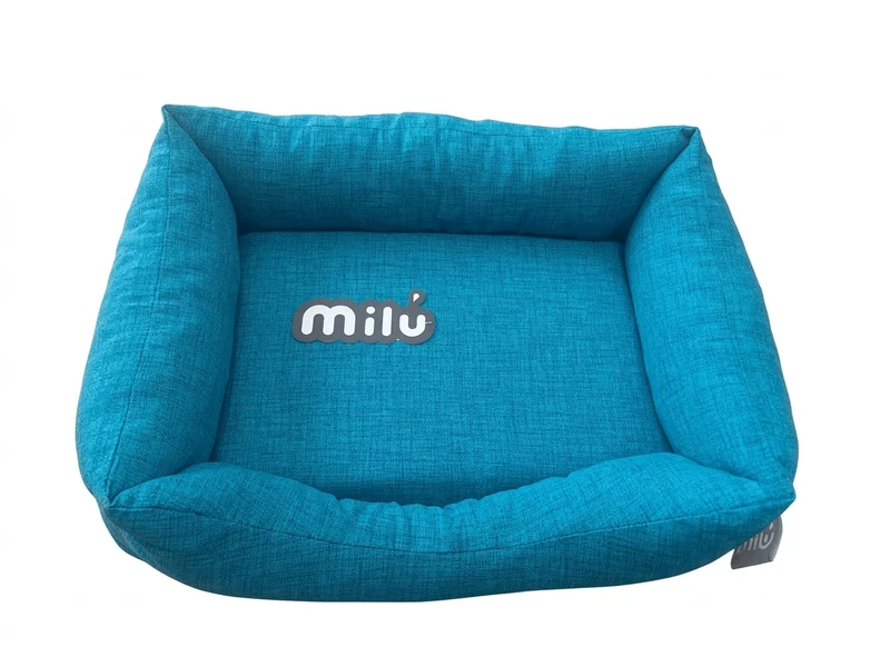 Cama Milú Turquesa – Cama de algodón con bordes elevados para perros y gatos pequeños