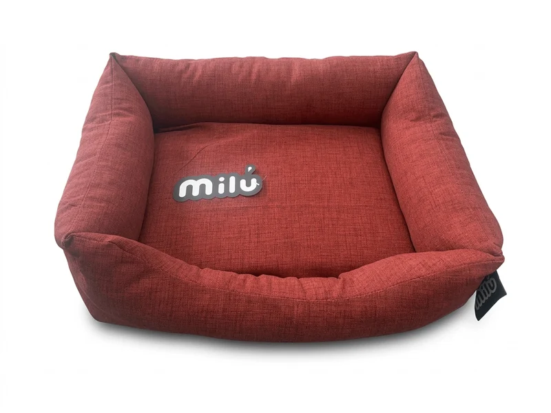 Cama Milú Teja – Cama de algodón con bordes elevados para perros y gatos pequeños