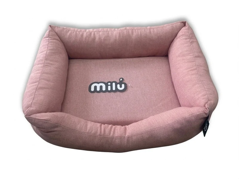 Cama Milú Rosa – Cama de algodón con bordes elevados para perros y gatos pequeños