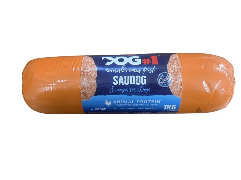 DOG-1 Saudog Salchicha Húmeda de Pollo y Zanahoria para Perros – 1 kg