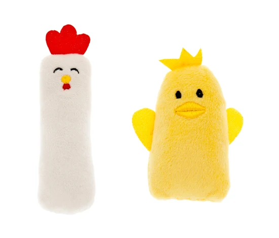 Juguete pollito y gallina (2x1) con catnip para gato