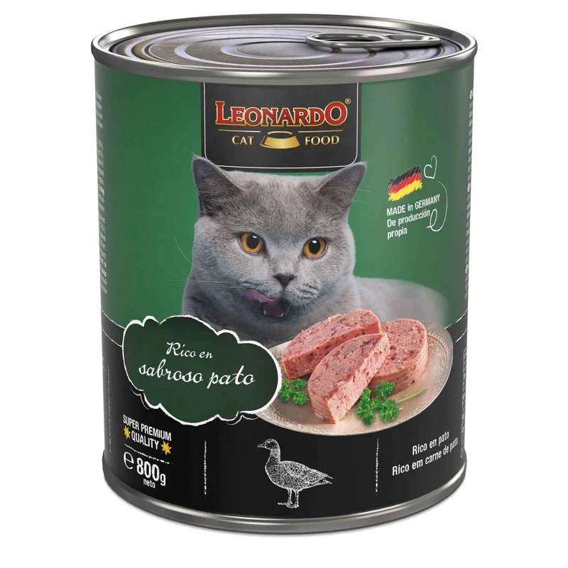 Leonardo Rico en Sabroso Pato para Gatos – 800g