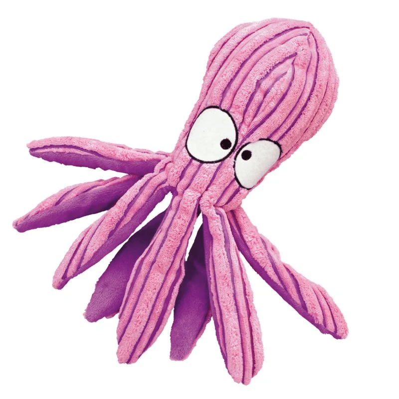 KONG CuteSeas Octopus S – Peluche pulpo de pana suave para cachorros y perros pequeños