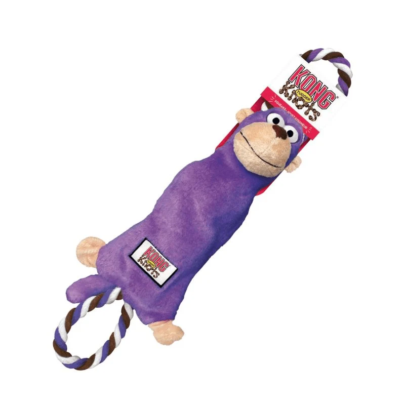 KONG Tugger Knots Monkey S/M – Juguete de cuerda interactivo con mono para perros