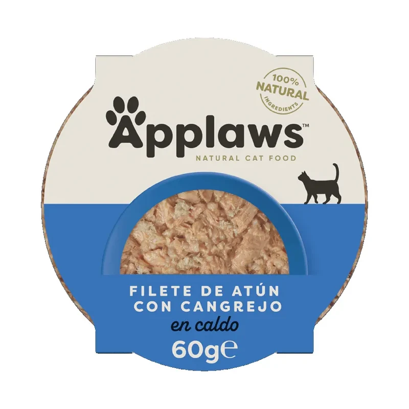 Applaws gato - Tarrina de filete de atún y cangrejo en caldo