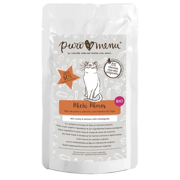 PuroMenú gato - Comida húmeda completa Bio de pavo y salmón