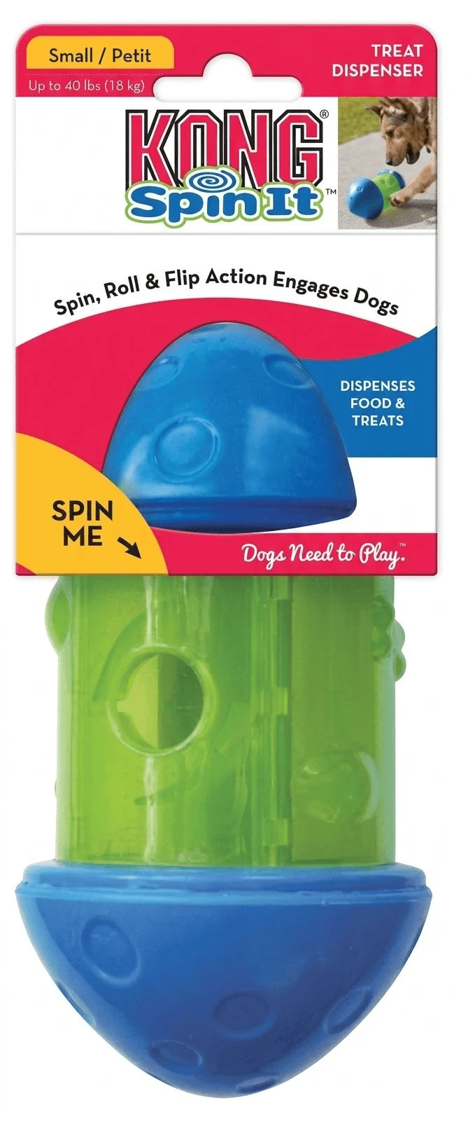KONG Spin It S – Juguete dispensador de premios para estimulación mental de perros