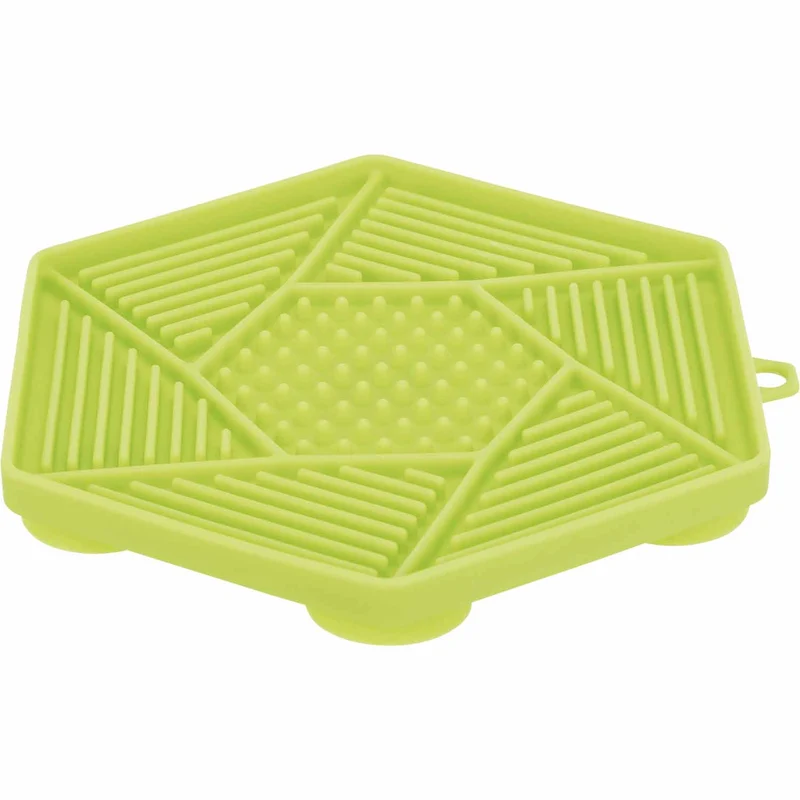 Lickimat hexágono con ventosas verde