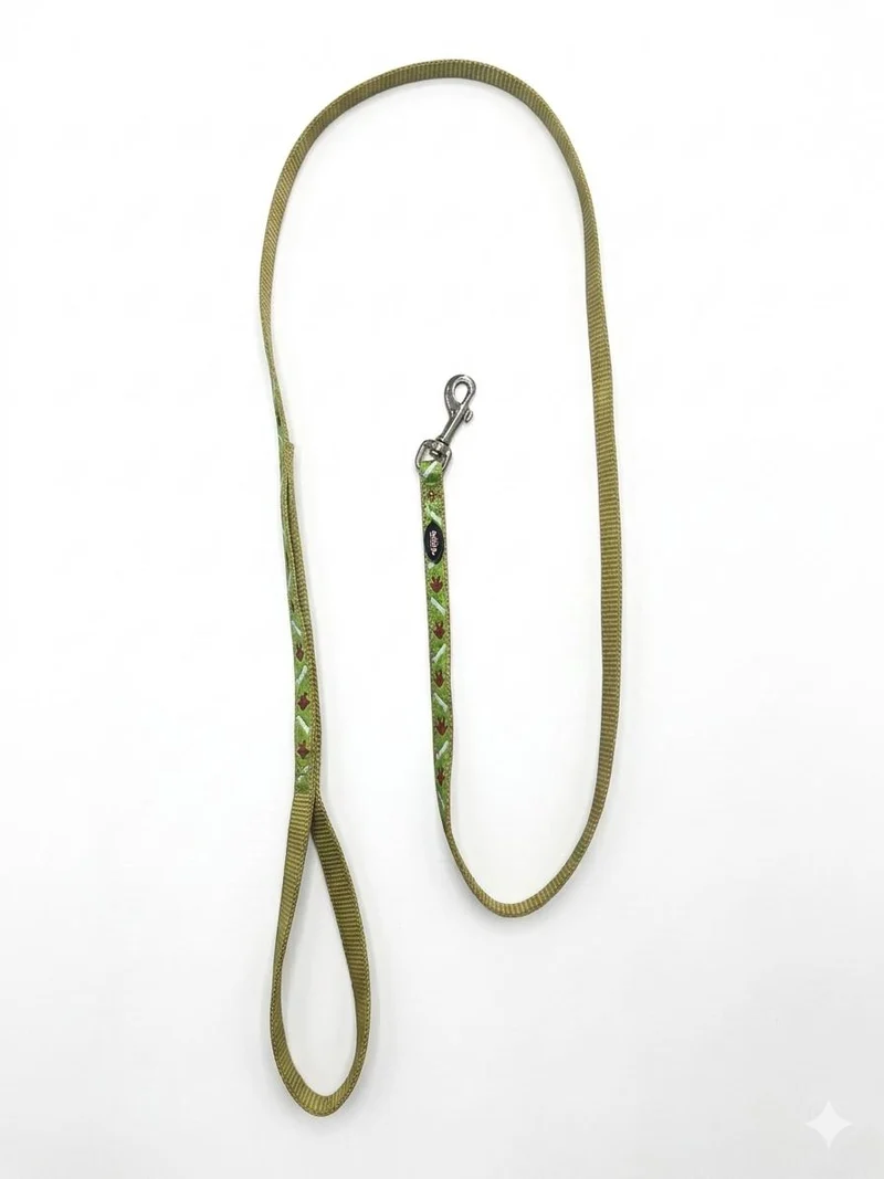 Correa Nylon Huesos y Huellas Verde Neón 1.2m | Paseo con Estilo