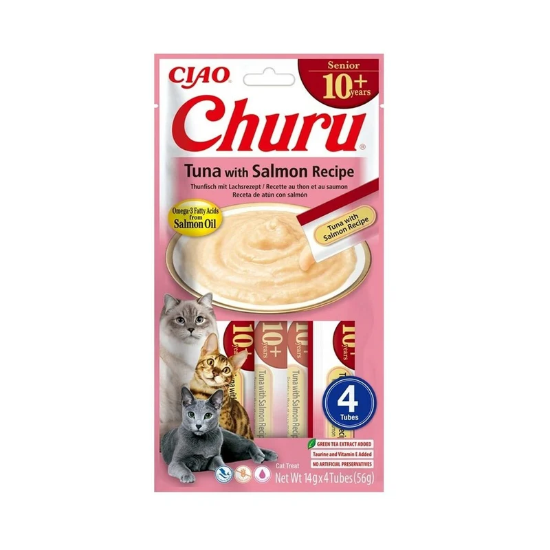 Snack for Cats Inaba Churu Senior Tuna with Salmon Recipe Fish 4 x 14 g
