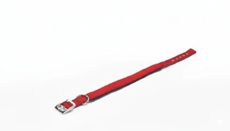 Collar Nylon Acolchado Rojo 15mm x 50cm