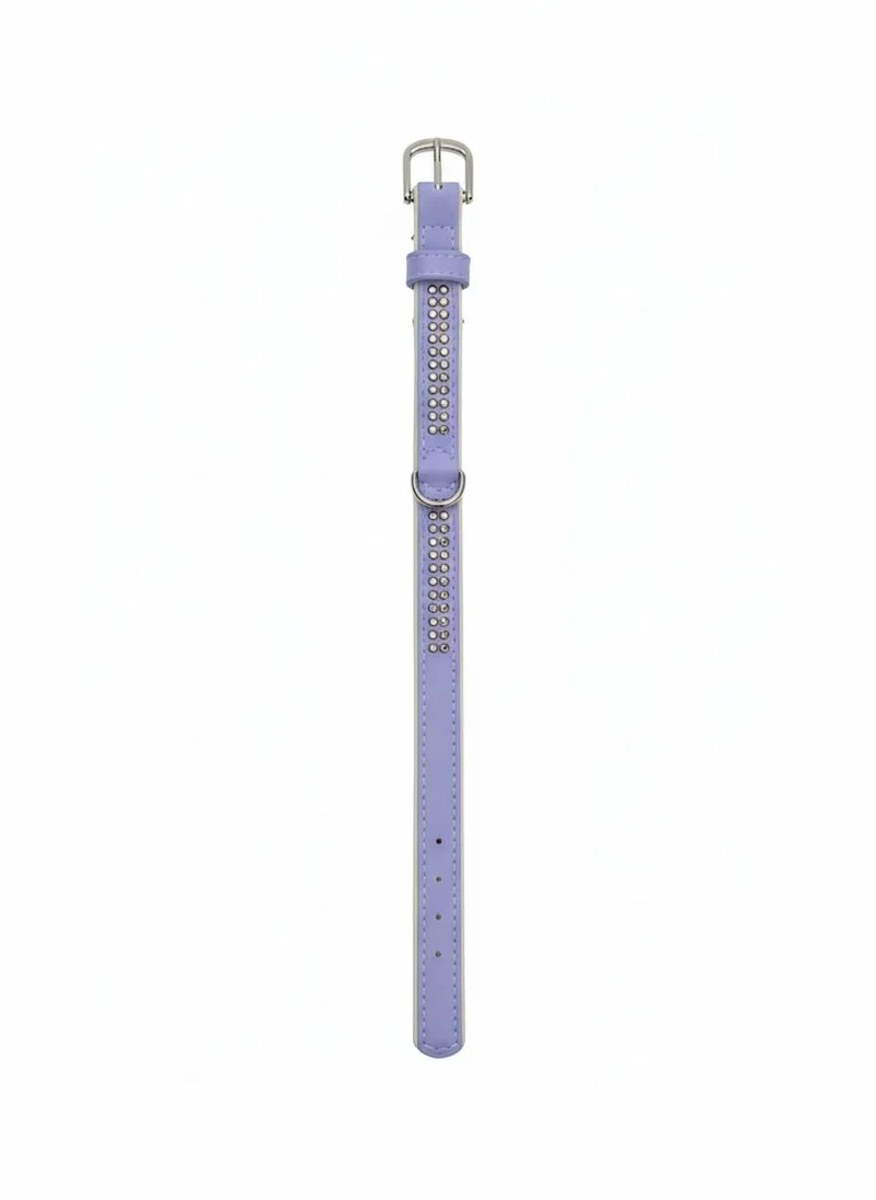 Collar Ferribiella Piel con Brillantes Lila y Blanco 19mm x 36cm