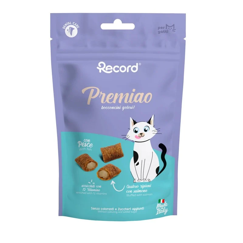 Record Premiao Salmón Snack con Relleno Cremoso para Gatos – 50 g
