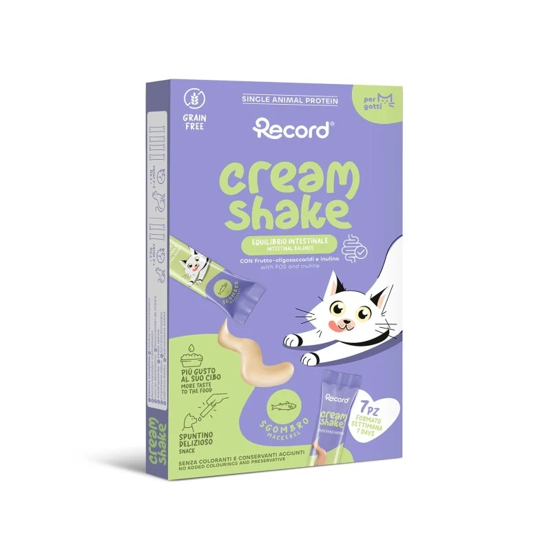 Record Cream Shake Cuidado Intestinal Caballa Snack Líquido para Gatos – 7x12 g