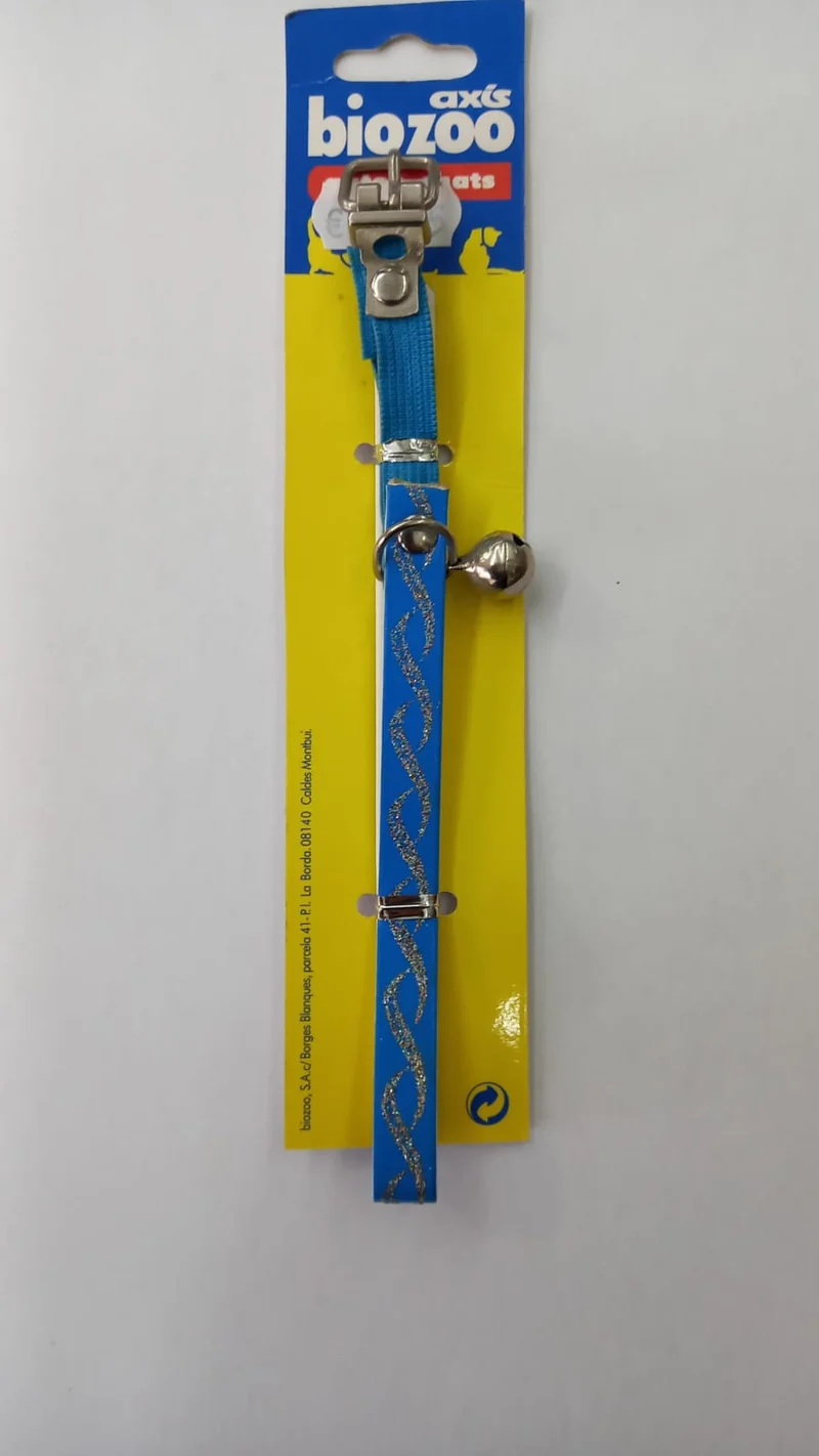 Collar Cenefa Purpurina para Gato Biozoo con Cascabel | Brillante y Ajustable