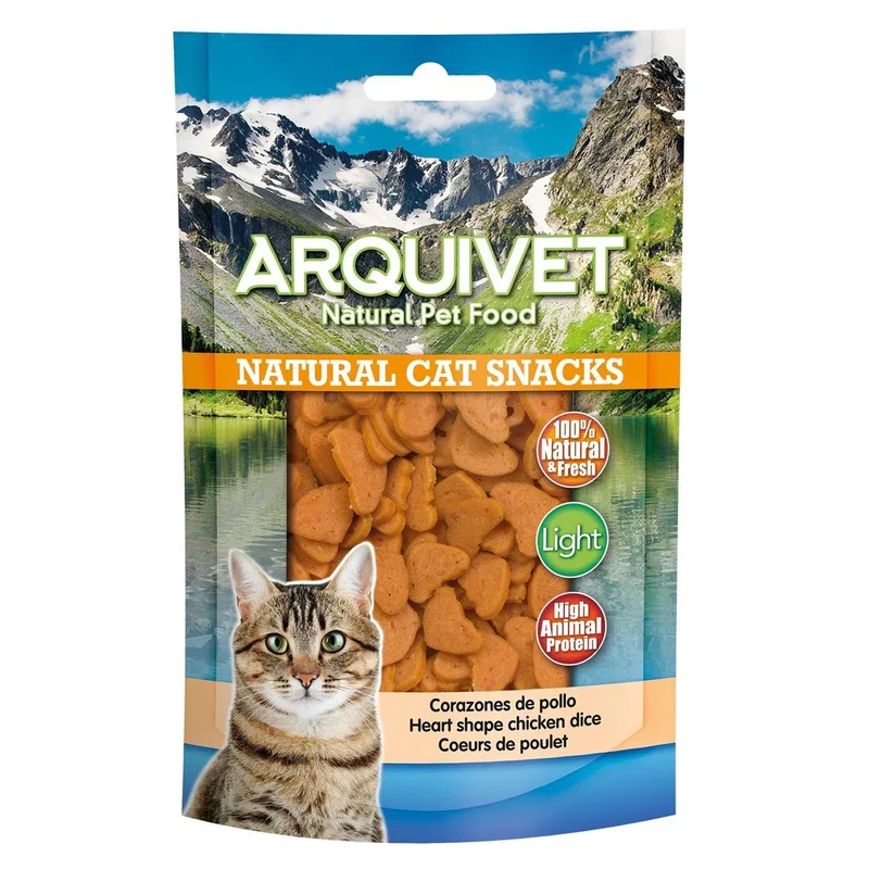Corazones de Pollo Snack Natural Alto en Proteína para Gatos – 50 g
