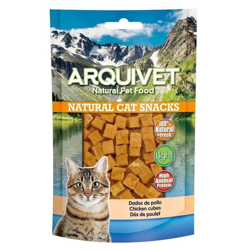 Dados de Pollo Snack Natural Alto en Proteína para Gatos – 50 g
