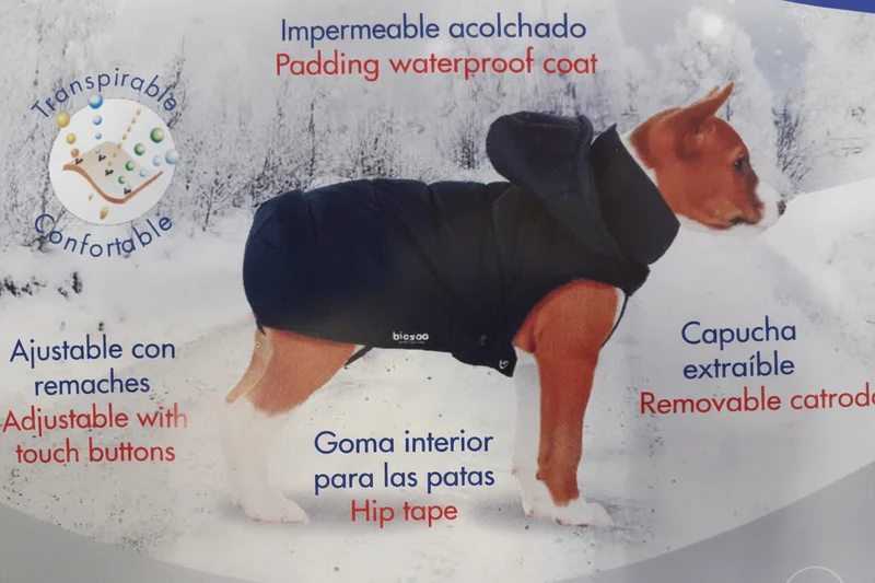 Impermeable Biozoo Negro Talla 45 con Capucha Extraíble | Lluvia y Paseo