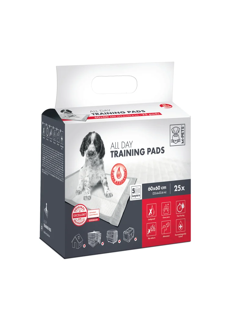 ALL DAY Training Pads 60x60cm 25 unidades – empapadores XL de alta absorción para perros