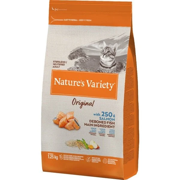 Nature's Variety Salmón Comida para Gatos Adultos Esterilizados 1,25Kg