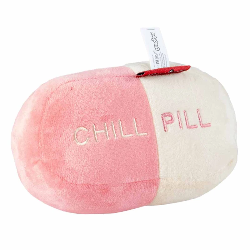 Ebi Coockoo Chill Pill Kicking Cushion - Cat Snuggle Pillow Plush Toy - Pink/16x7x9cm