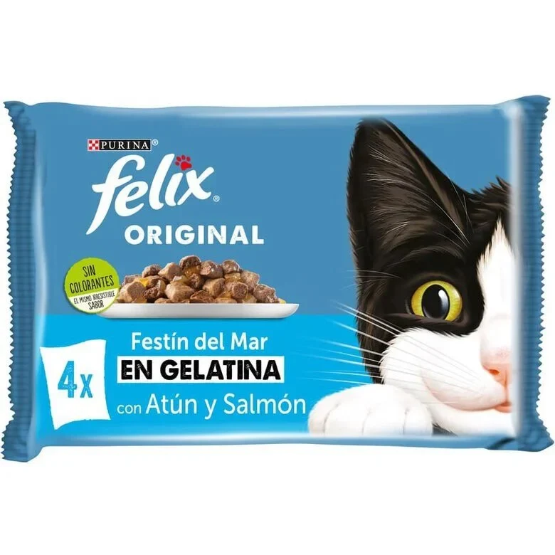 Felix Selección de Pescados en Gelatina para Gatos Atún y Salmón – Pack 4x85 g