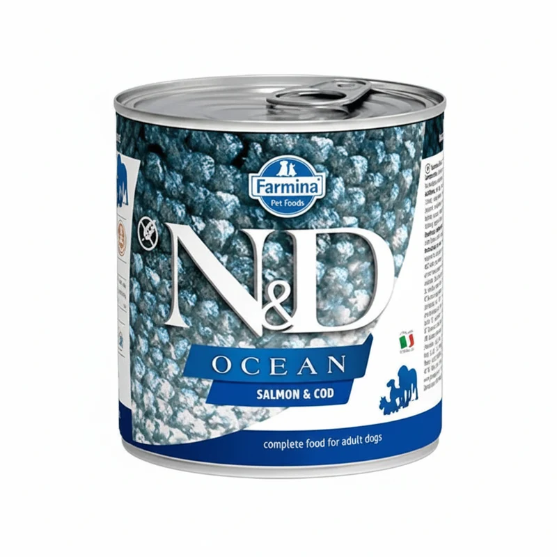 Farmina N&D Ocean Salmón y Bacalao Comida Húmeda para Perros 6 latas de 285g