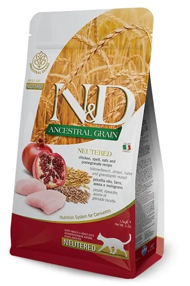 Farmina N&D Ancestral Grain Pollo & Granada Comida Seca para Gatos 1,5kg