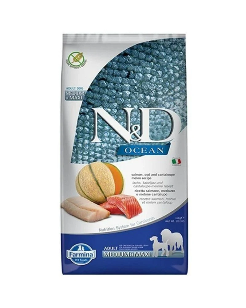 Farmina N&D Ocean Salmón, Bacalao y Melón Cantalupo Comida Seca 12kg