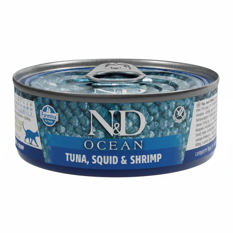 Farmina N&D Cat Ocean Alimento Húmedo para Gatos Atún, Calamar y Gamba Caja 24 uds