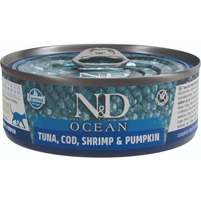 Farmina N&D Gato Ocean Atún, Bacalao y Calabaza 6 x 70g