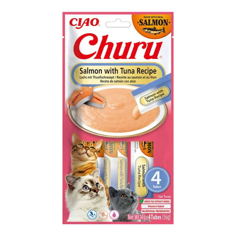 Churu Salmón con Atún Snack Cremoso para Gatos 12 ud