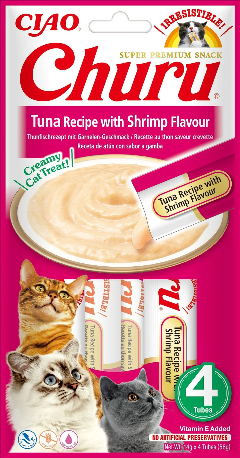 Churu - Receta Atún con Sabor Camarón Snack Líquido 12 uds.