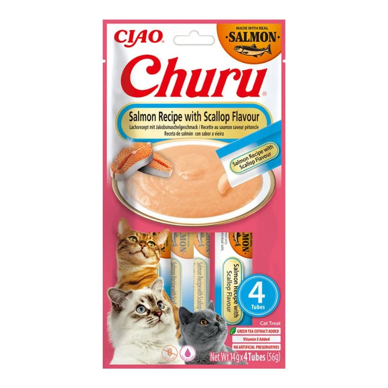 Churu Receta de Salmón Con Vieira Snack Húmedo 12 uds.