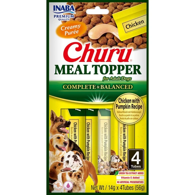 Churu Meal Topper Receta Pollo con Calabaza, Complemento Alimentario para Perros, 12 ud