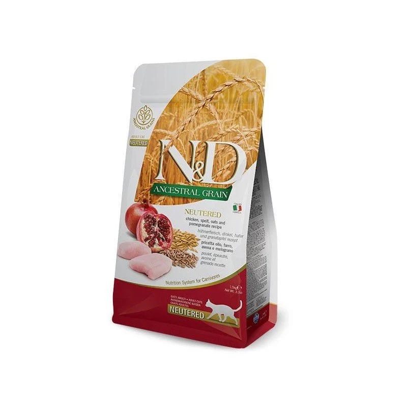 Farmina N&D Ancestral Grain Pollo Alimento para Gatos Adultos Esterilizados 300g
