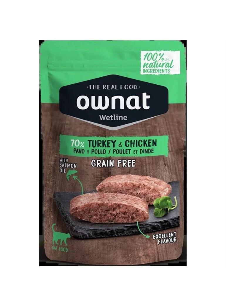Ownat Wetline Feline Pavo y Pollo Comida Húmeda 12x85gr