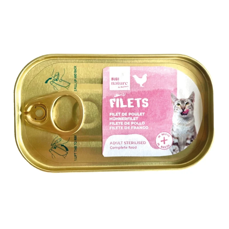 Bubi Nature | Filetes en gelatina - Pollo para gatos esterilizados (12x85g)