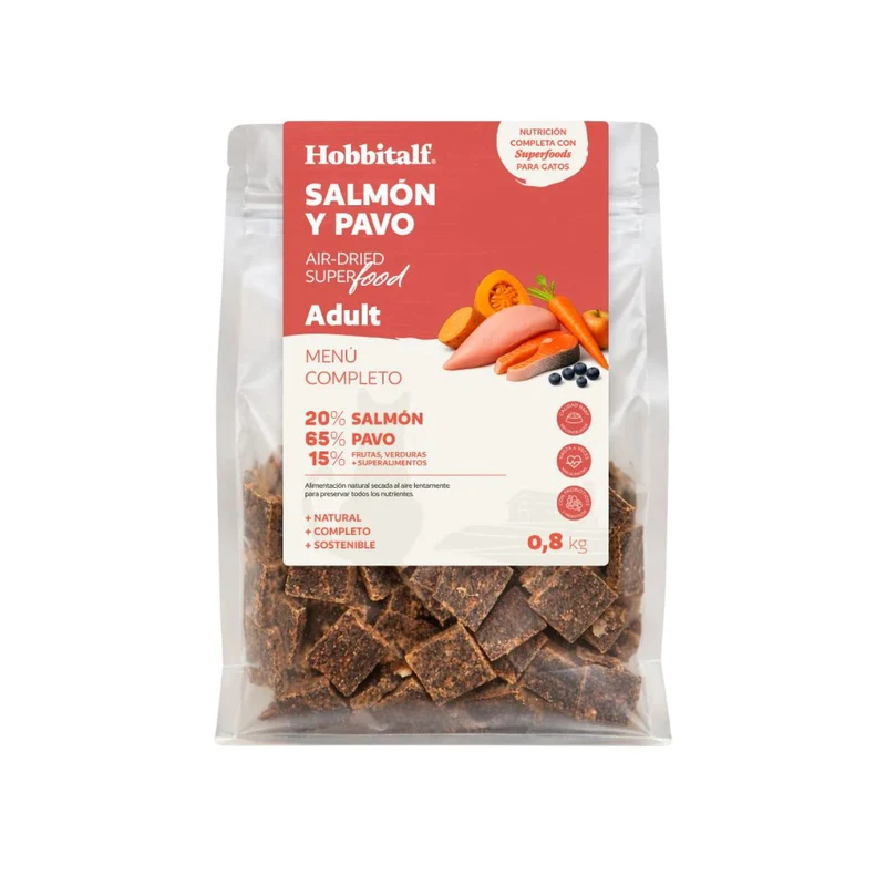 Hobbitalf Cat Air-dried Superfood Adult Salmón&Pavo
