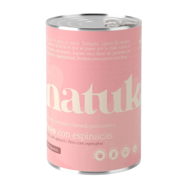 Natuka Dog lata Pavo con Espinacas 400g