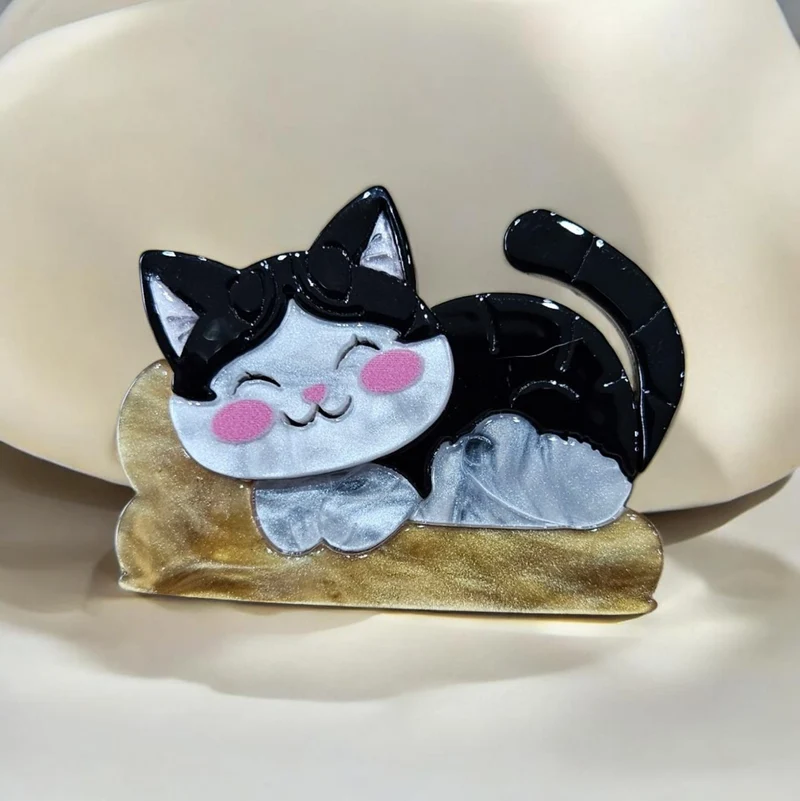 Broche de Gatito Dormilón Acrílico