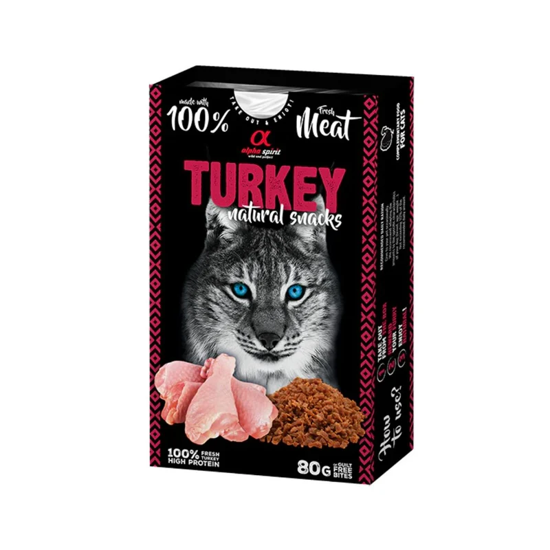Alpha Spirit Cat Natural Snacks Pavo 80g