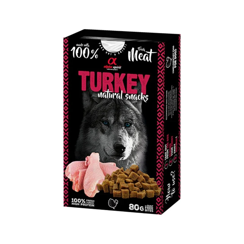 Alpha Spirit Dog Natural Snacks Pavo 80g